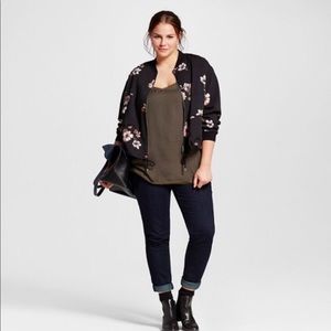 Who What Wear black floral crop jacket